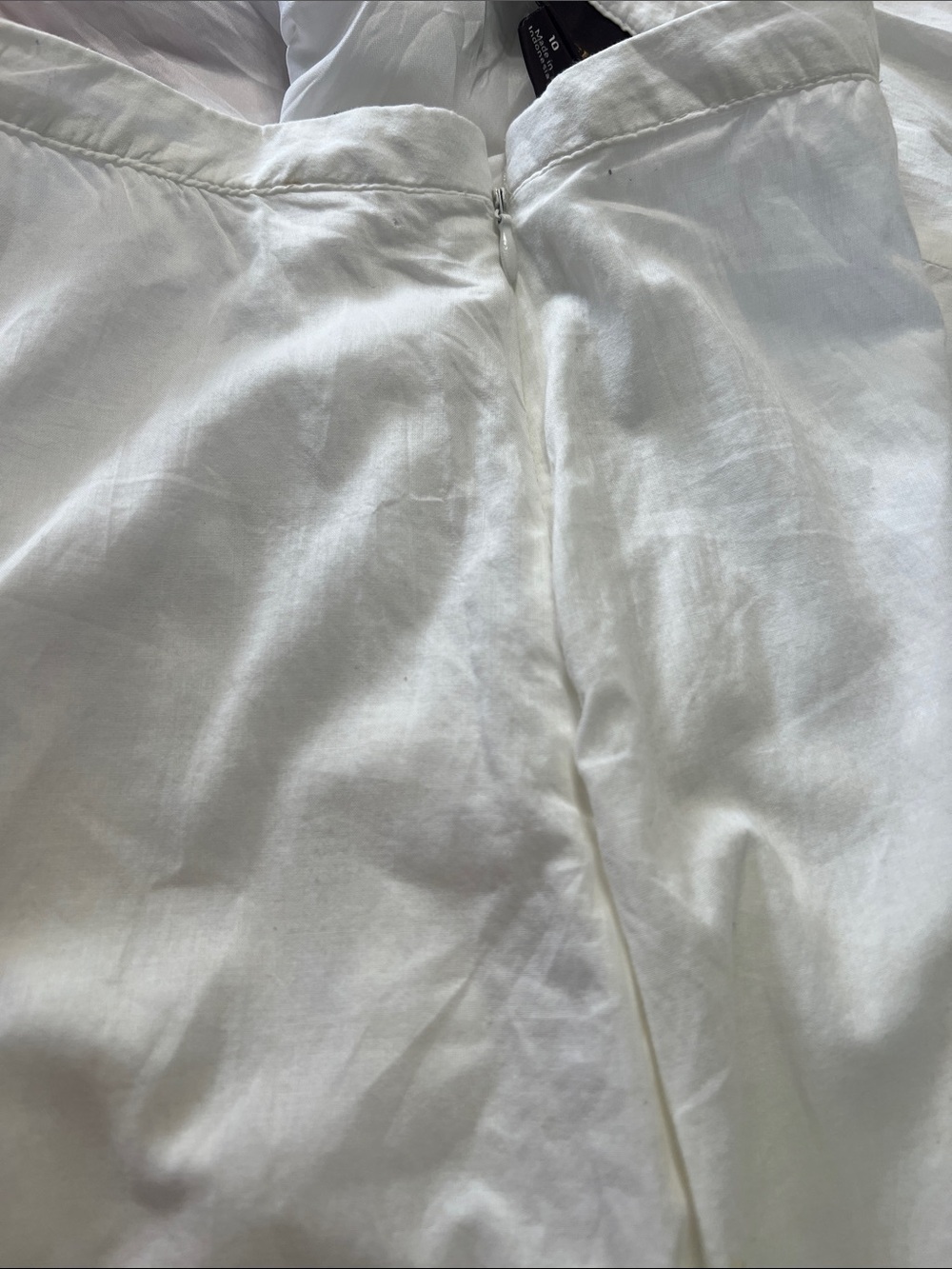 Dana Buchman White A-Line Midi Skirt Women’s Size 10 Cotton Lined Side Zip - Picture 7 of 9